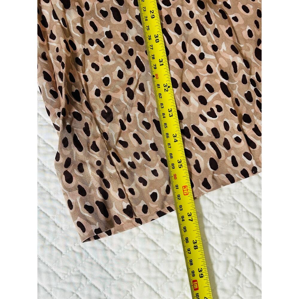 Anthropologie Wide Leg Pleated Brown & Pink Leopard Pants- Small - Picture 8 of 10